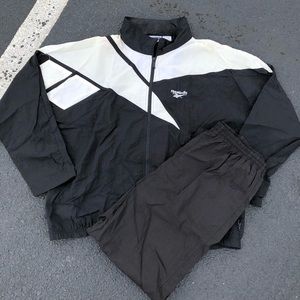 Vintage Reebok Black White Windbreaker Jacket XL